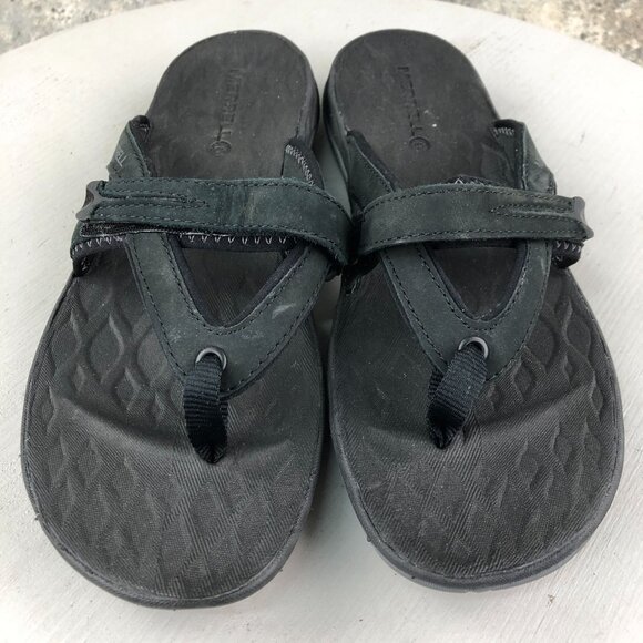Merrell Womens Size 7 Siren Wrap Q2 Black Hook & Loop Slip On Flip Flops Sandals - Picture 4 of 14